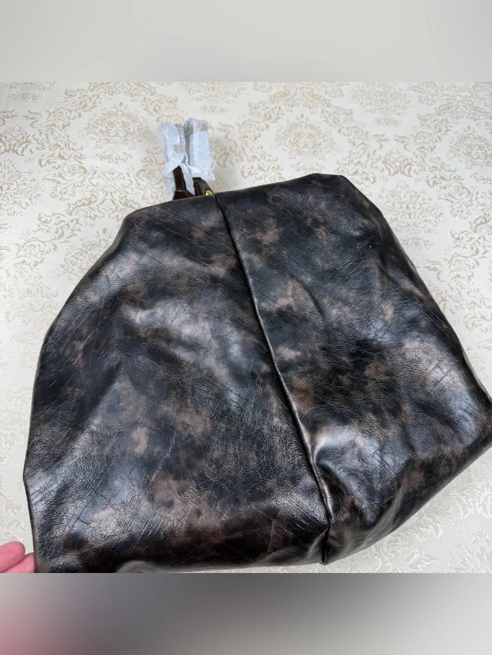 Avon Dark Brown Faux Leather Duffel Bag, Roomy, Zip Closure, New